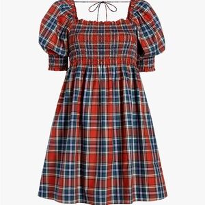 Hill House Home Athena red plaid puff sleeve tartan dress size S